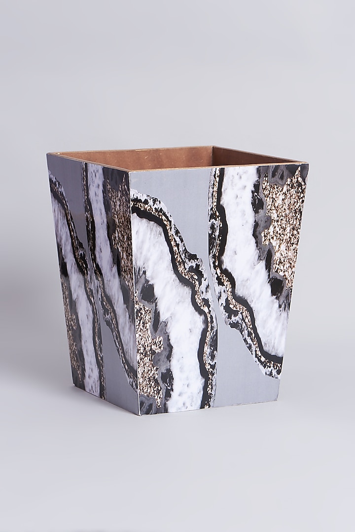 Grey Abstract MDF Wood Dustbin Planter by Assemblage