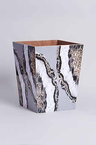 Grey Abstract MDF Wood Dustbin Planter by Assemblage