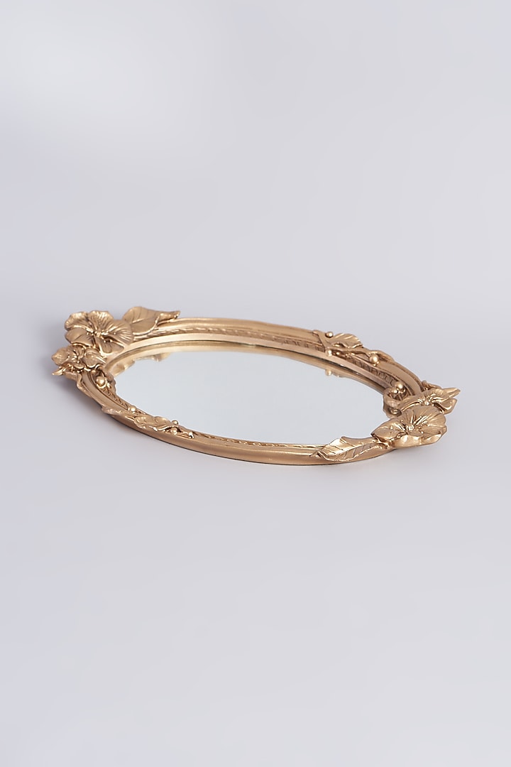 Gold Poly Resin Fiber Mirror Tray by Assemblage