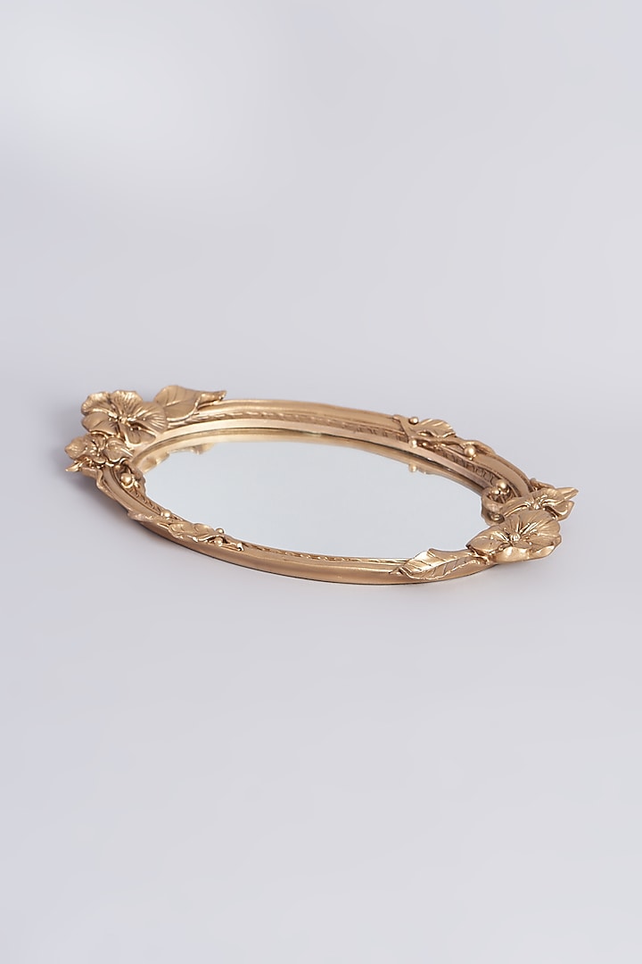 Gold Poly Resin Fiber Mirror Tray by Assemblage at Pernia's Pop Up Shop