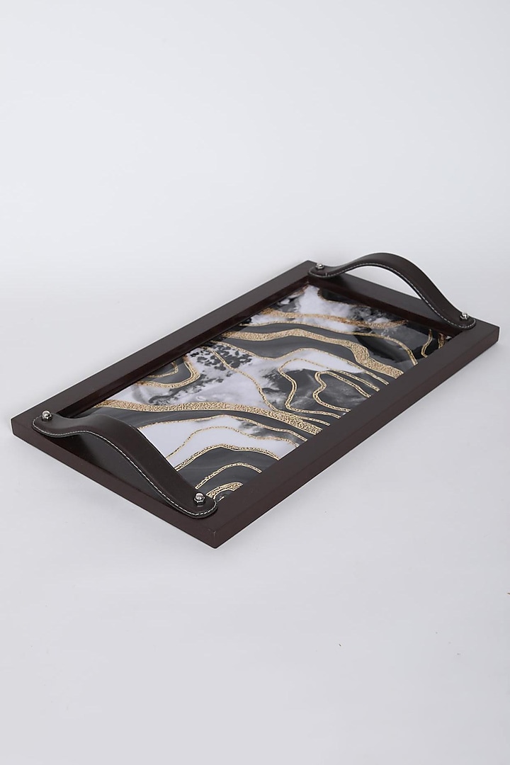 Black & Gold MDF Wood Tray by Assemblage