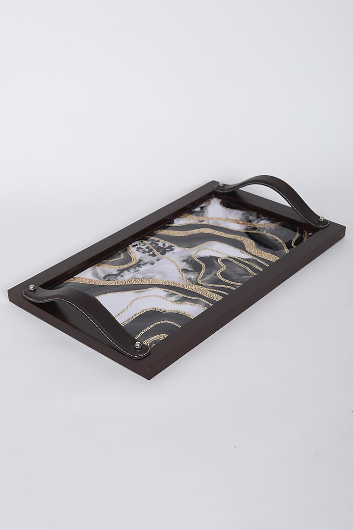 Black & Gold MDF Wood Tray by Assemblage at Pernia's Pop Up Shop