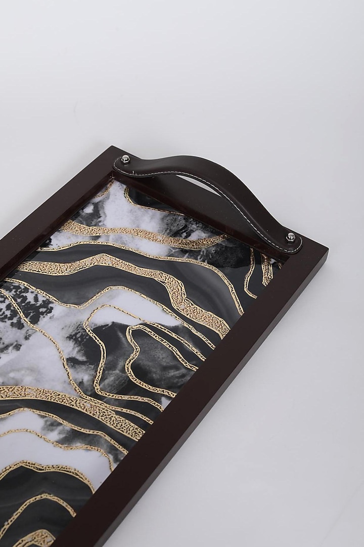 Black & Gold MDF Wood Tray by Assemblage at Pernia's Pop Up Shop