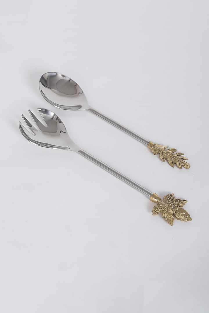 Gold & Silver Salad Spoon Cutlery Set (Set of 2) by Assemblage