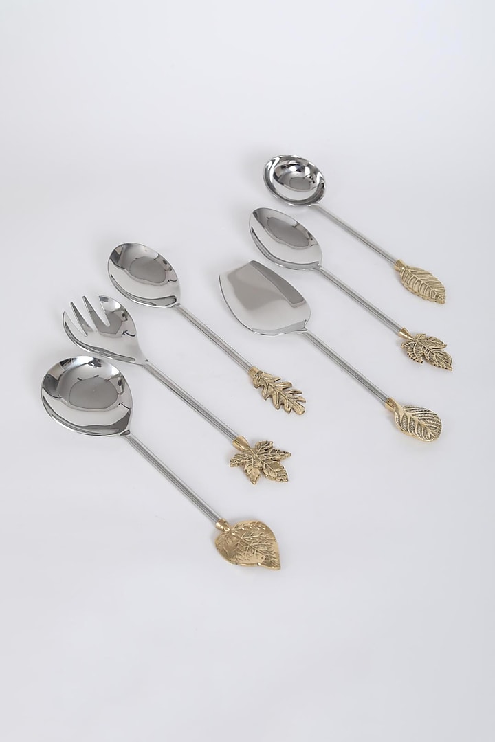 Gold & Silver Serving Spoon Cutlery Set (Set of 6) Design by Assemblage at  Pernia's Pop Up Shop 2024