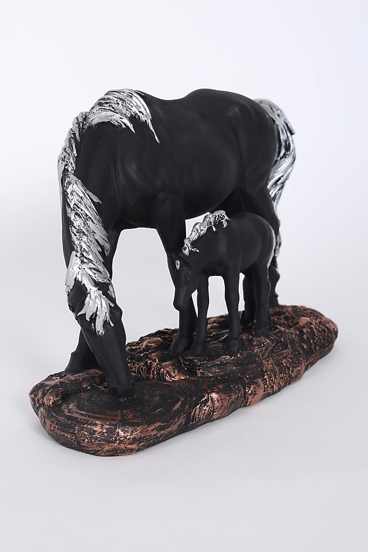Black Mother Horse & Foal Figure by Assemblage