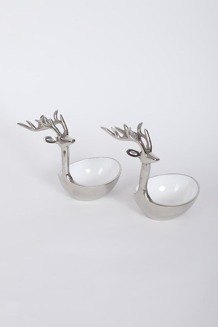 Silver & Ivory Reindeer Bowls (Set of 2) by Assemblage