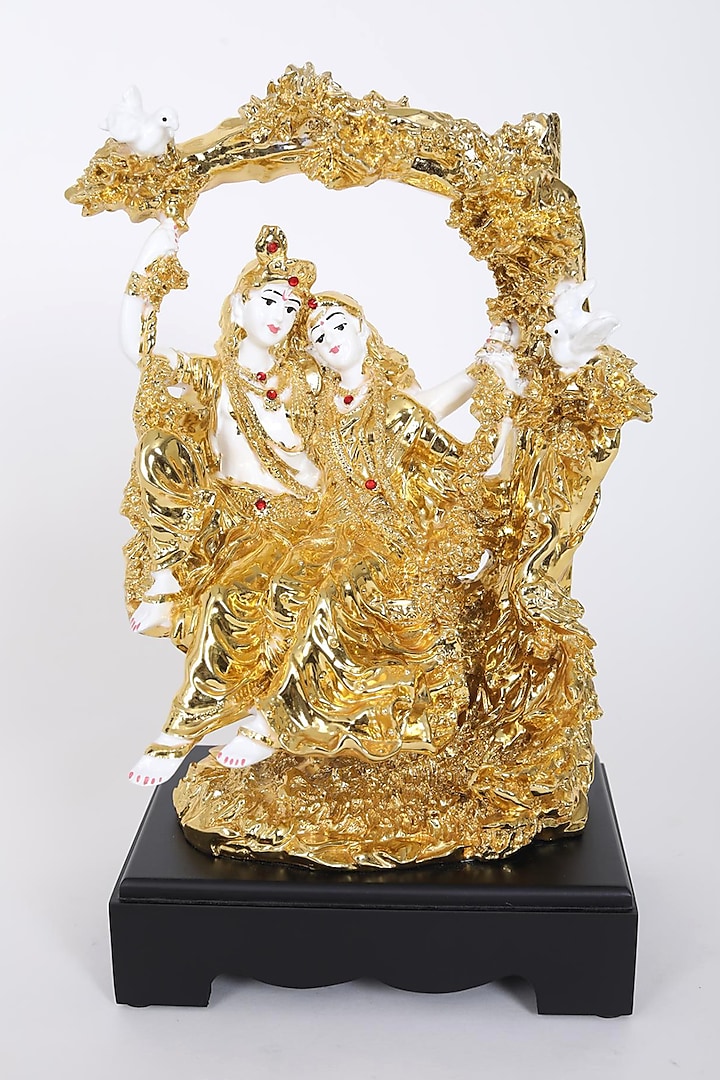 Gold Lord Krishna & Radha Idol by Assemblage