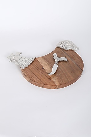 Silver & Brown Platter With Knife (Set of 2) by Assemblage