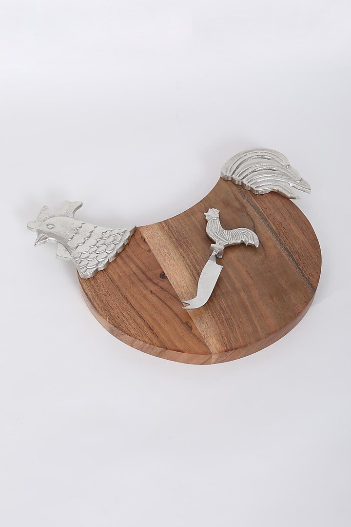 Silver & Brown Platter With Knife (Set of 2) by Assemblage at Pernia's Pop Up Shop