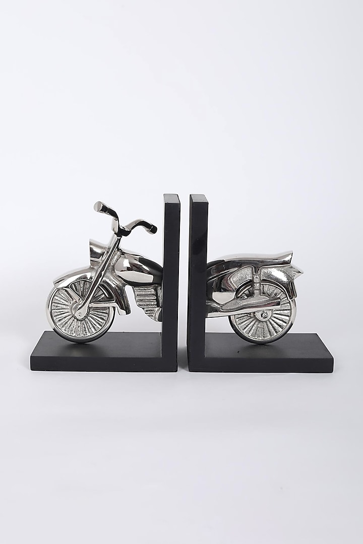 Silver Motorbike Bookend (Set of 2) by Assemblage