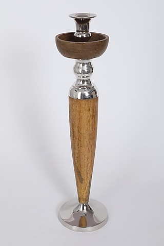 Silver & Brown Candle Pillar by Assemblage