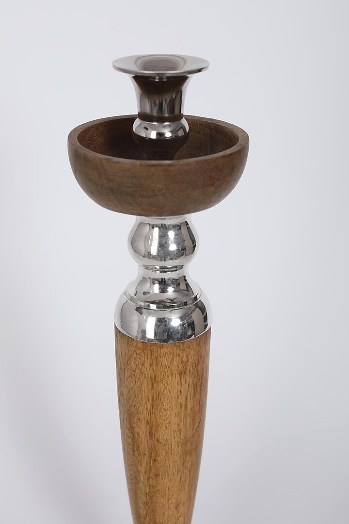 Silver & Brown Candle Pillar by Assemblage at Pernia's Pop Up Shop