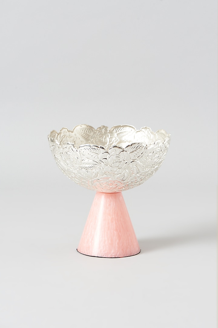 Silver & Rose Pink White Metal Urli Bowl by Assemblage at Pernia's Pop Up Shop