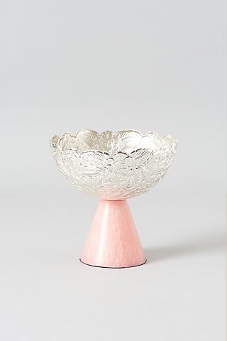 Silver & Rose Pink White Metal Urli Bowl by Assemblage