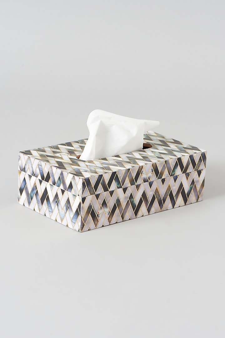 Grey Chevron Tissue Box by Assemblage