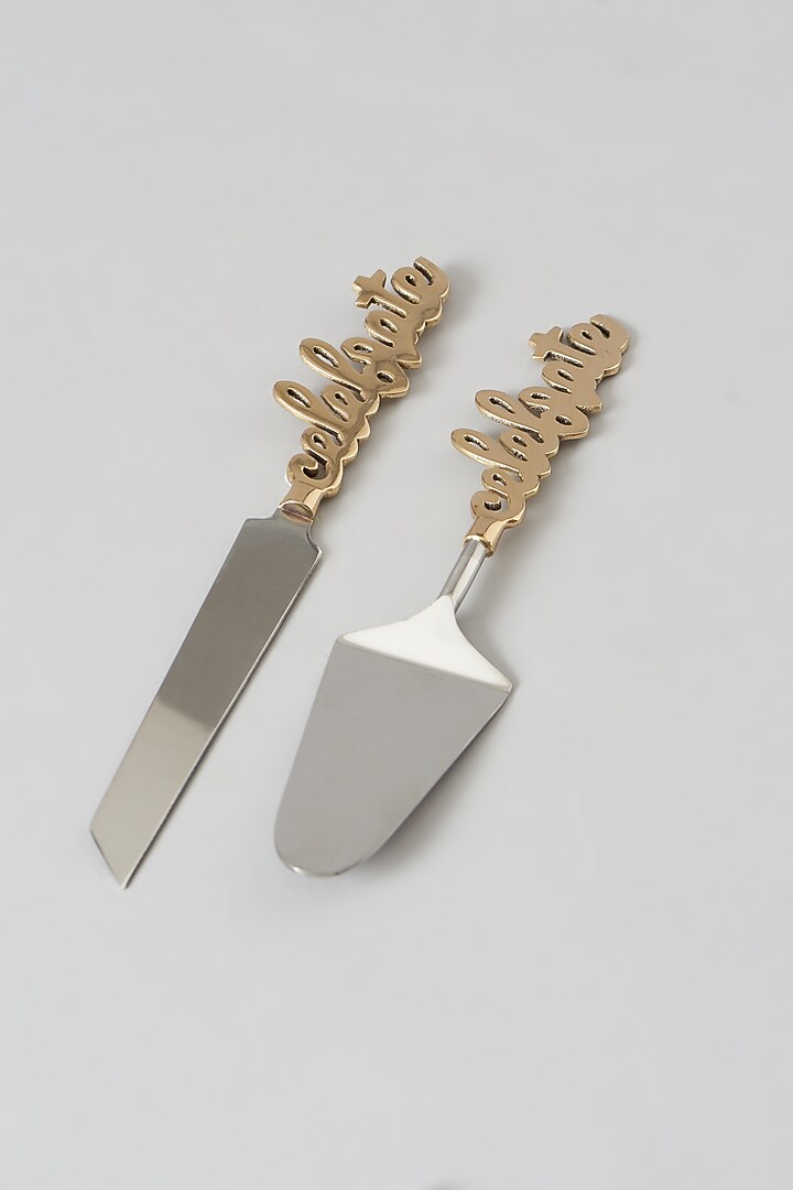 Gold & Silver Cake Knife & Spatula Set (Set of 2) by Assemblage at Pernia's Pop Up Shop