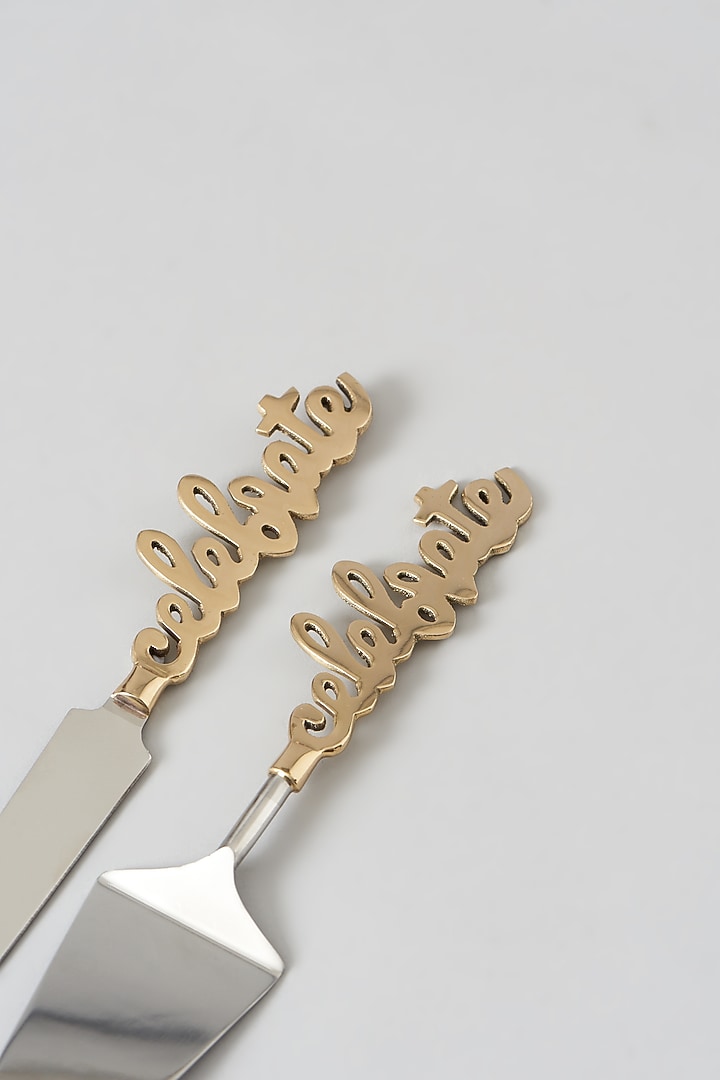 Gold & Silver Cake Knife & Spatula Set (Set of 2) by Assemblage at Pernia's Pop Up Shop