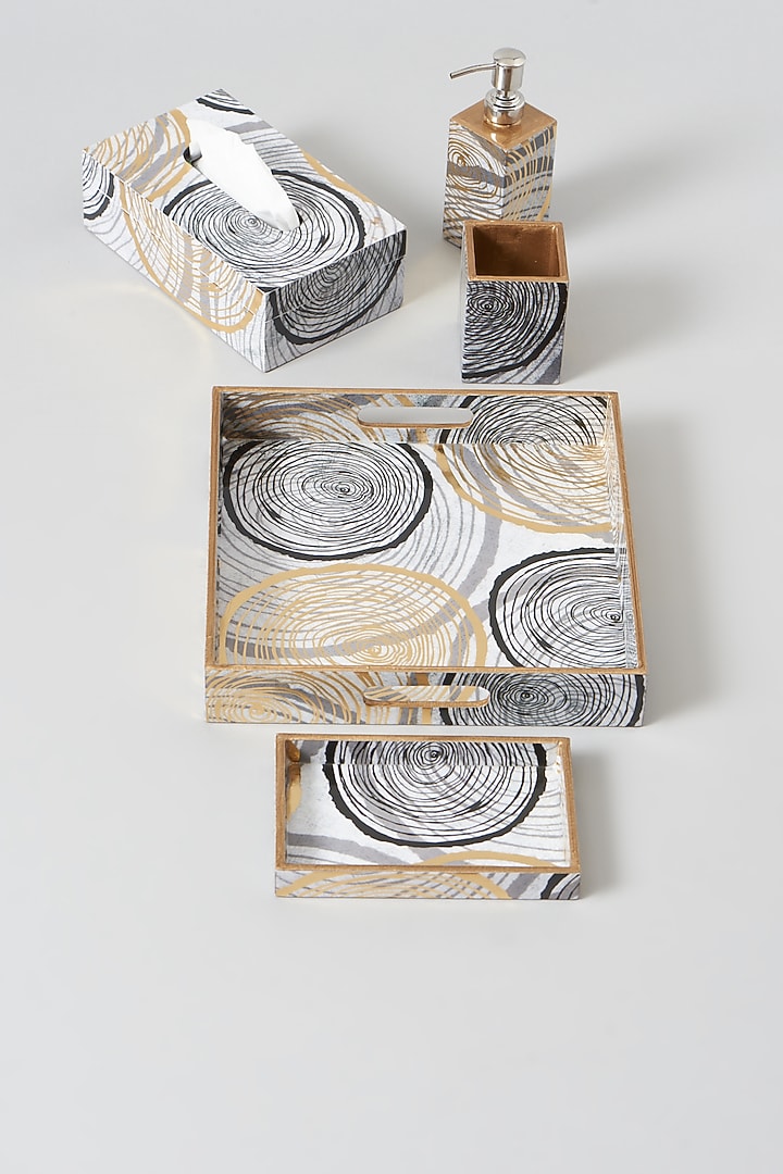 Spiral Gold & Black Bathroom Set (Set of 5) by Assemblage at Pernia's Pop Up Shop