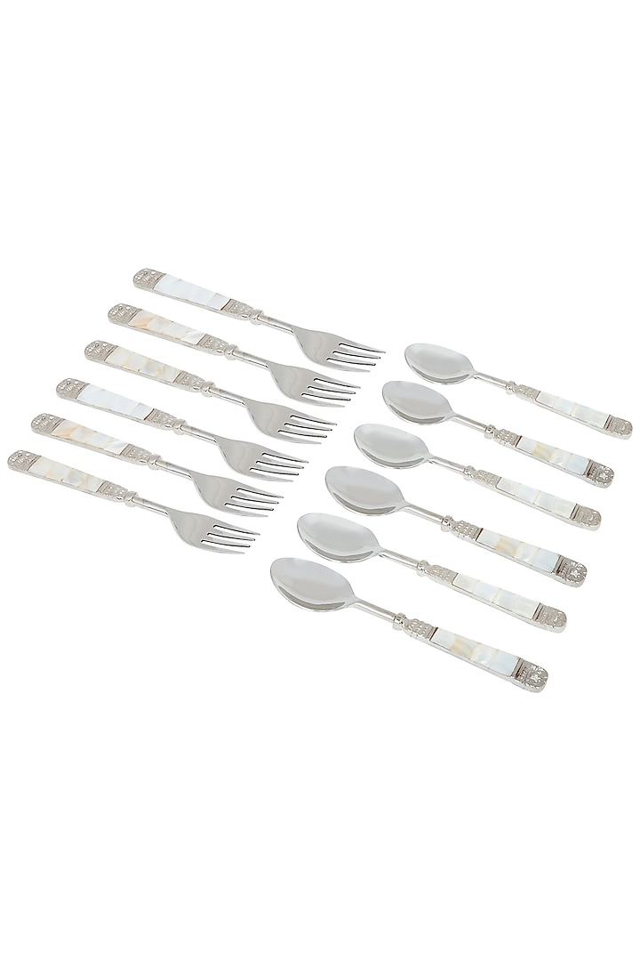 Mother Of Pearl Spoon & Fork Set (Set of 12) by Assemblage at Pernia's Pop Up Shop
