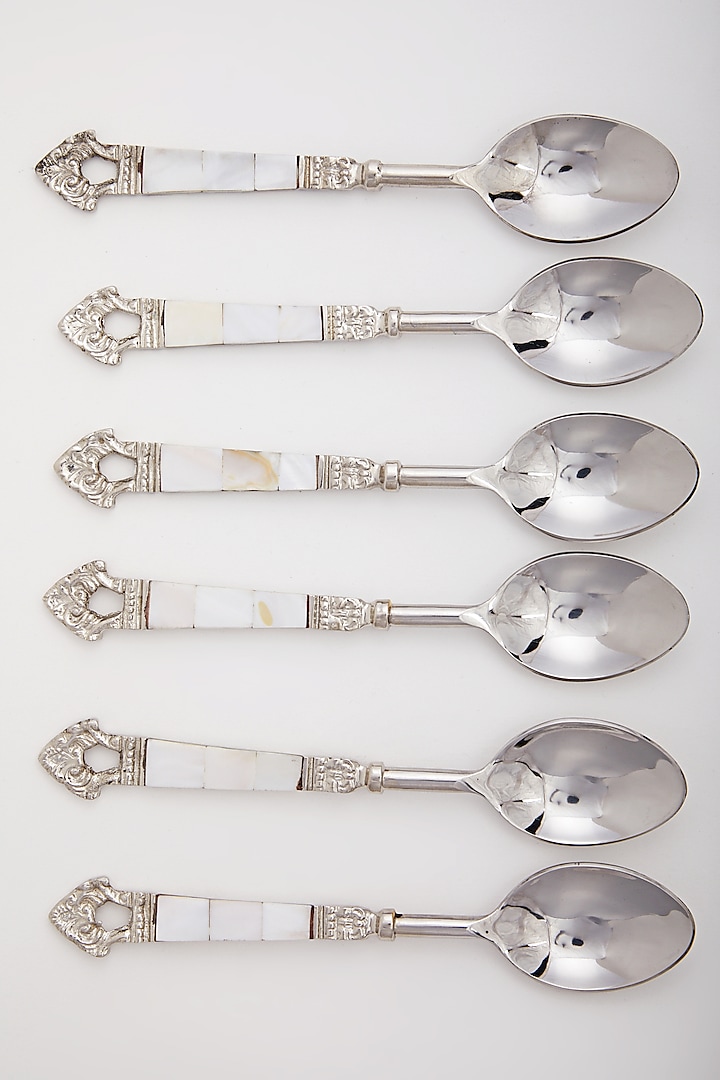 Silver Stainless Steel Spoons (Set of 6) by Assemblage