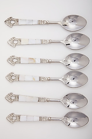 Silver Stainless Steel Spoons (Set of 6) by Assemblage