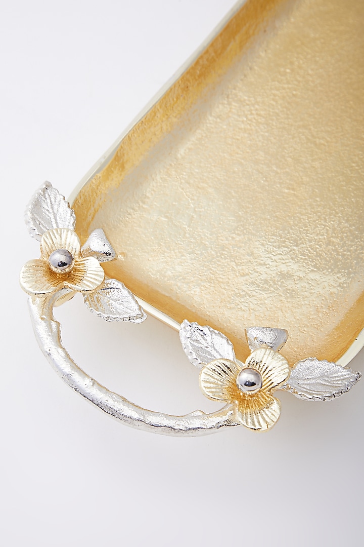 Gold & Silver Plated Long Floral Tray by Assemblage at Pernia's Pop Up Shop