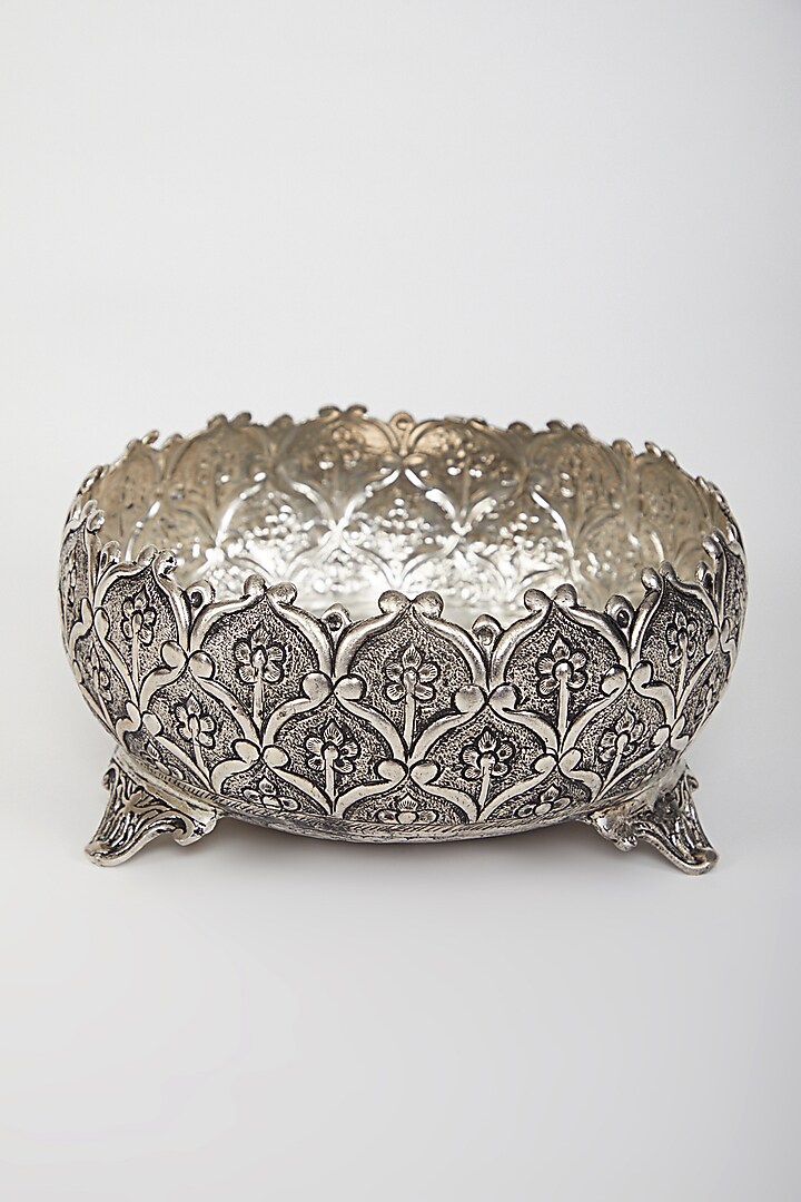 Silver Plated Urli With Lotus Motifs by Assemblage at Pernia's Pop Up Shop