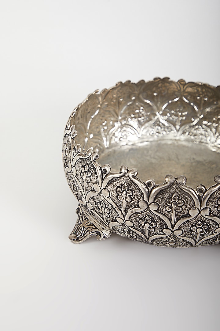 Silver Plated Urli With Lotus Motifs by Assemblage at Pernia's Pop Up Shop