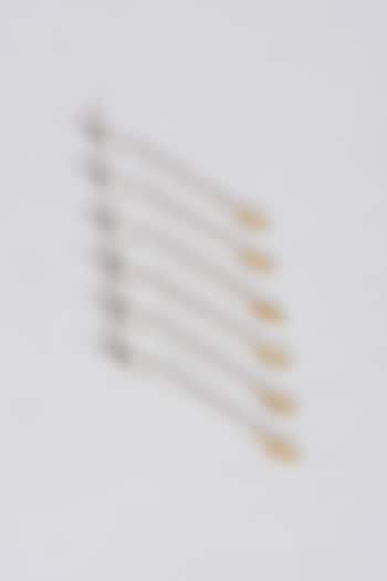 Gold Brass Palm Leaf Fruit Forks (Set of 6) by Assemblage