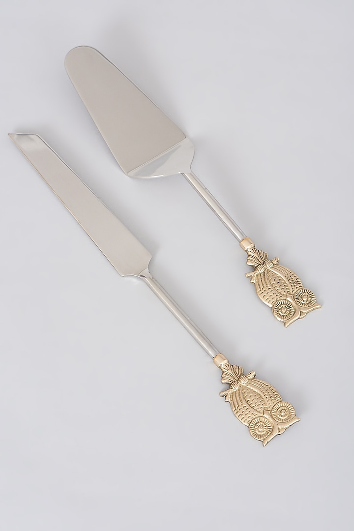 Brass Tweety Owl Cake Knife & Spatula Set by Assemblage