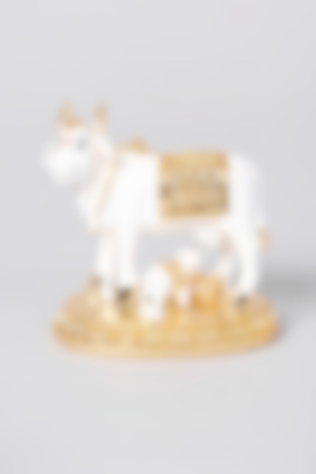 Gold Plated Kamdhenu Cow Figure by Assemblage