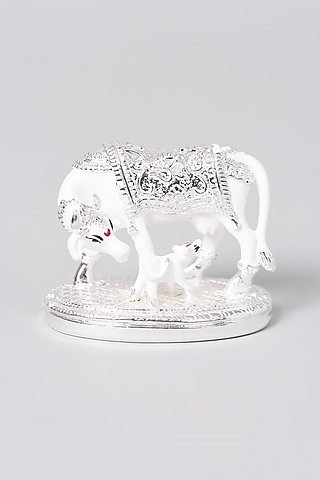 Silver Plated Kamdhenu Cow Figure by Assemblage