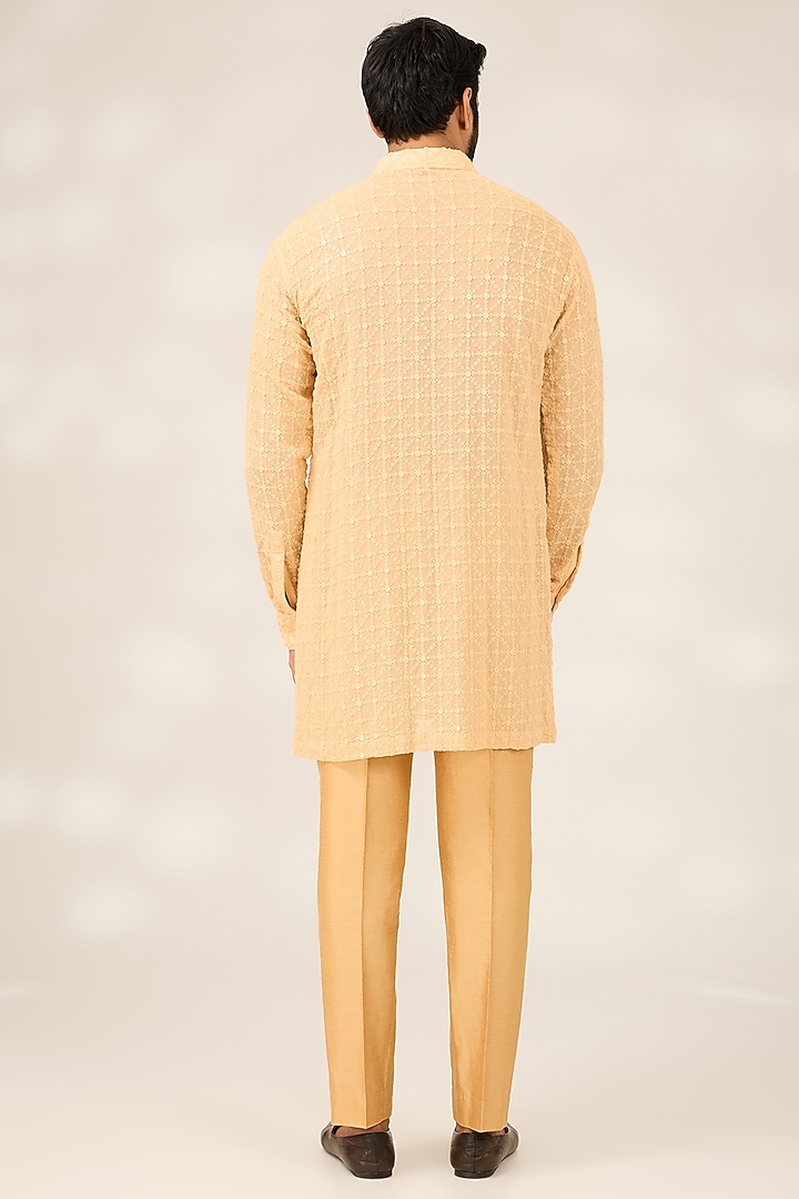 Peach Georgette Kurta Set by Ashish N Soni Men at Pernia's Pop Up Shop