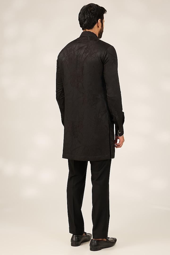 Black Polyester Viscose Kurta Set by Ashish N Soni Men at Pernia's Pop Up Shop