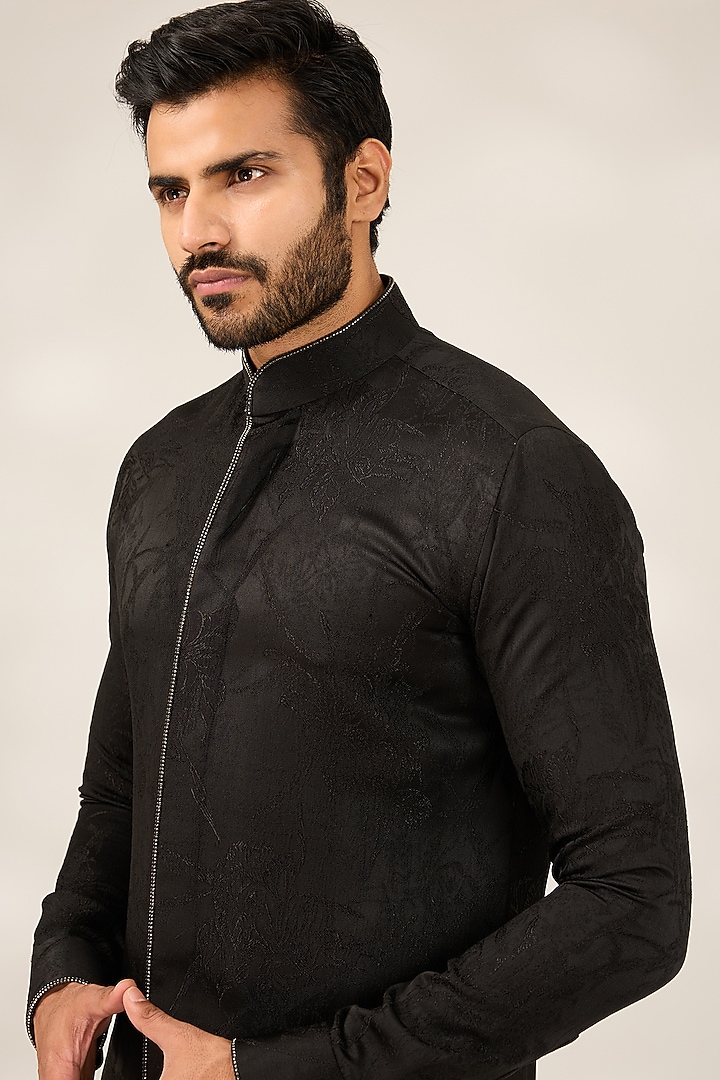 Black Polyester Viscose Kurta Set by Ashish N Soni Men at Pernia's Pop Up Shop