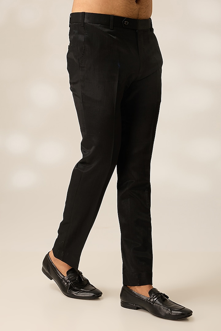 Black Italian Silk Groom Bandhgala Set by Ashish N Soni Men at Pernia's Pop Up Shop