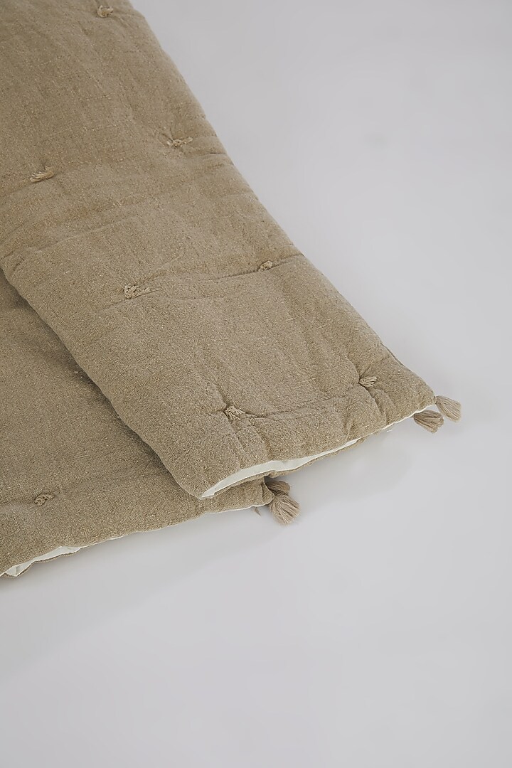 Beige Linen Yarn Woven Throw by Astam by Astam sutra at Pernia's Pop Up Shop