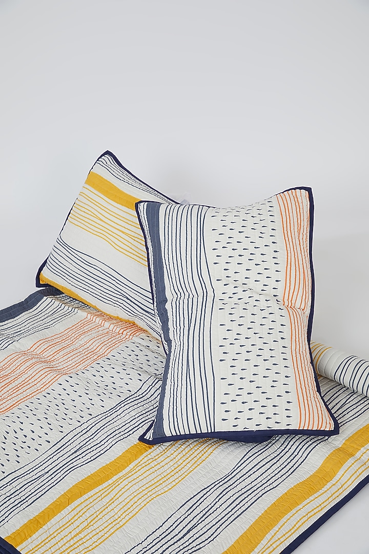 Multi-Colored Cotton Printed Bed Cover Set by Astam by Astam sutra at Pernia's Pop Up Shop