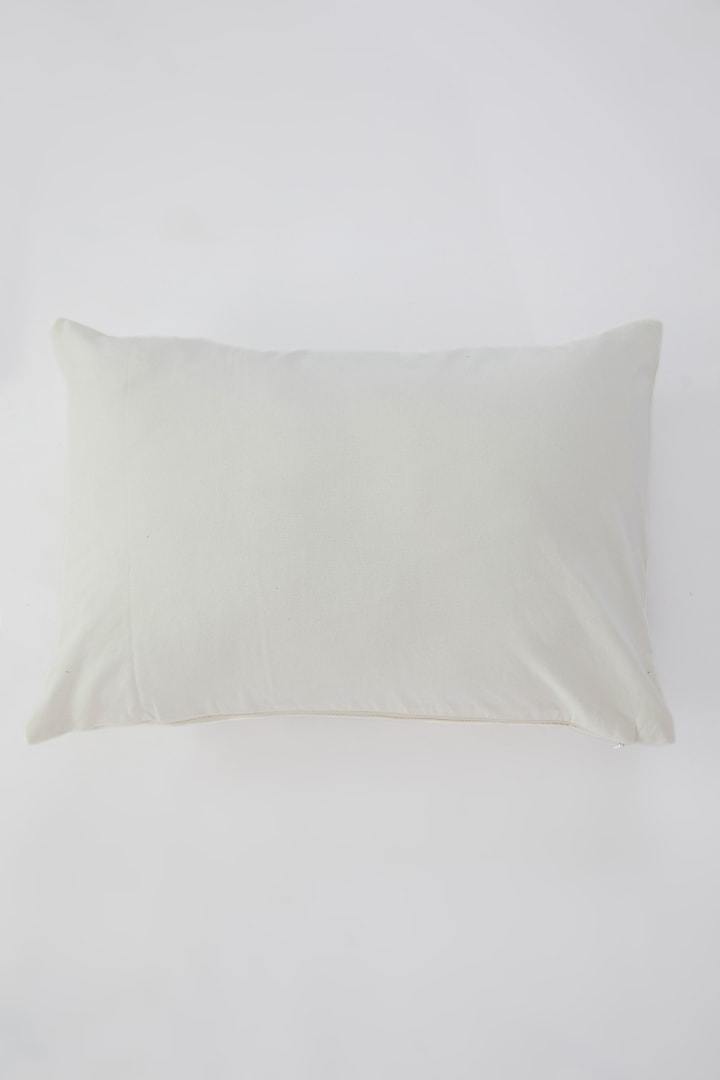White Cotton Floral Hand Embroidered Cushion Cover by Astam by Astam sutra at Pernia's Pop Up Shop