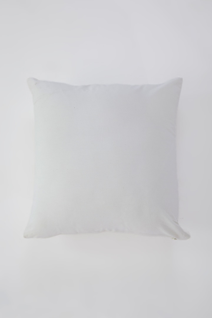 White Cotton Floral Hand Embroidered Cushion Cover by Astam by Astam sutra at Pernia's Pop Up Shop