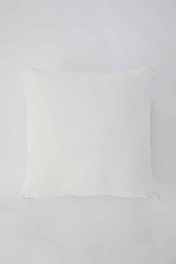 White Cotton Floral Hand Embroidered Cushion Cover by Astam by Astam sutra at Pernia's Pop Up Shop