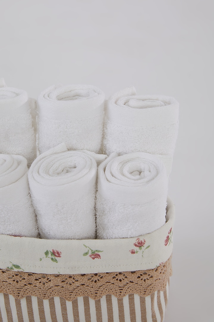 Beige Cotton Organiser With Towels (Set of 7) by Astam by Astam sutra at Pernia's Pop Up Shop