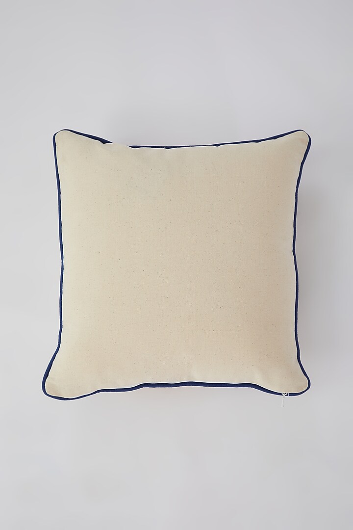 White Cotton Bird Machine Embroidered Cushion Cover by Astam by Astam sutra at Pernia's Pop Up Shop