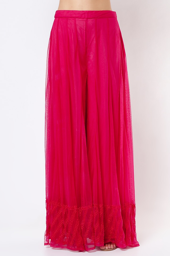 Hot Pink Bridal Anarkali Set With Thread Work by Astha Narang at Pernia's Pop Up Shop