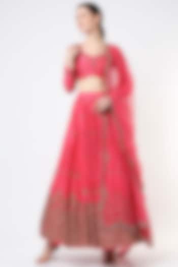 Hot Pink Embroidered Lehenga Set by Astha Narang