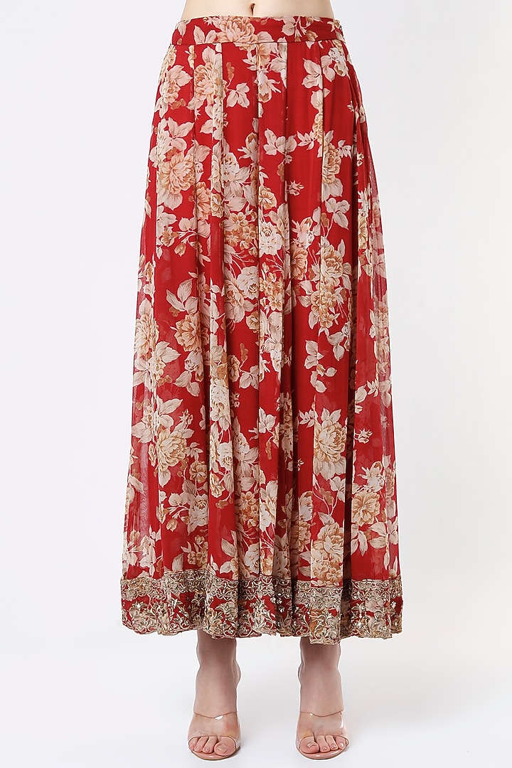 Red Floral Wedding Sharara Set by Astha Narang at Pernia's Pop Up Shop