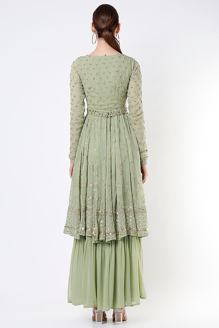 Mint Georgette Wedding Sharara Set by Astha Narang at Pernia's Pop Up Shop