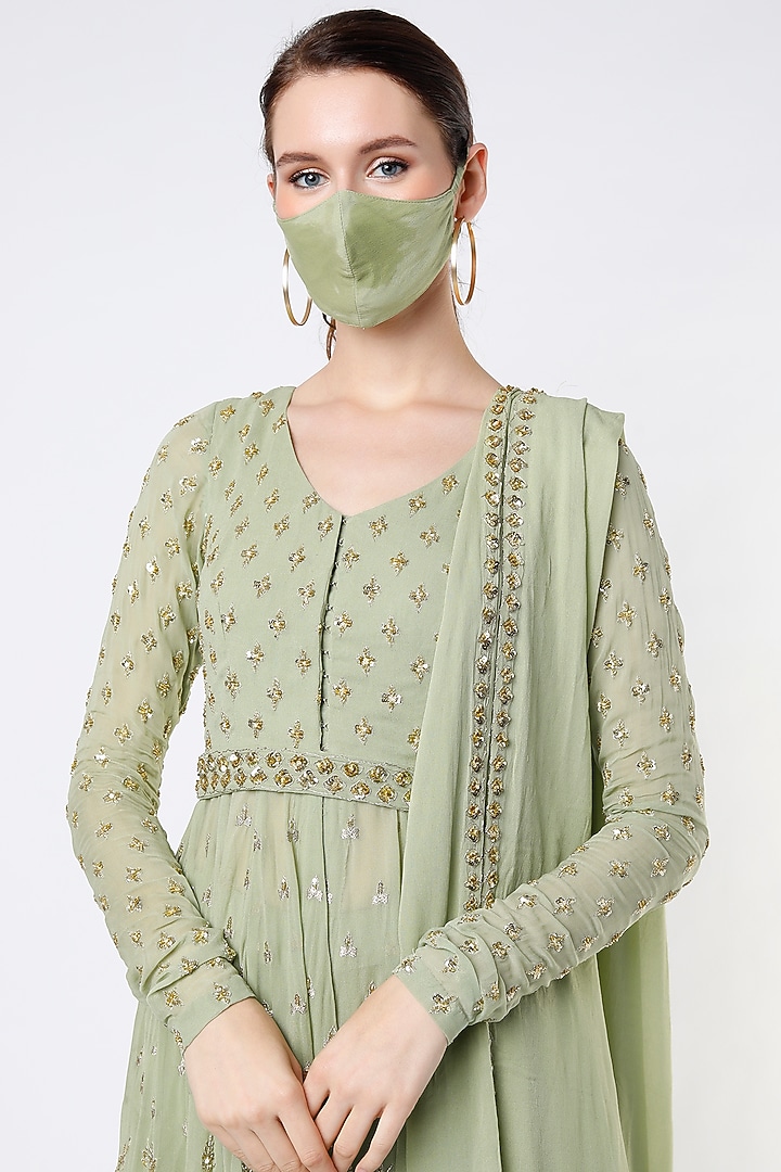 Mint Georgette Wedding Sharara Set by Astha Narang at Pernia's Pop Up Shop