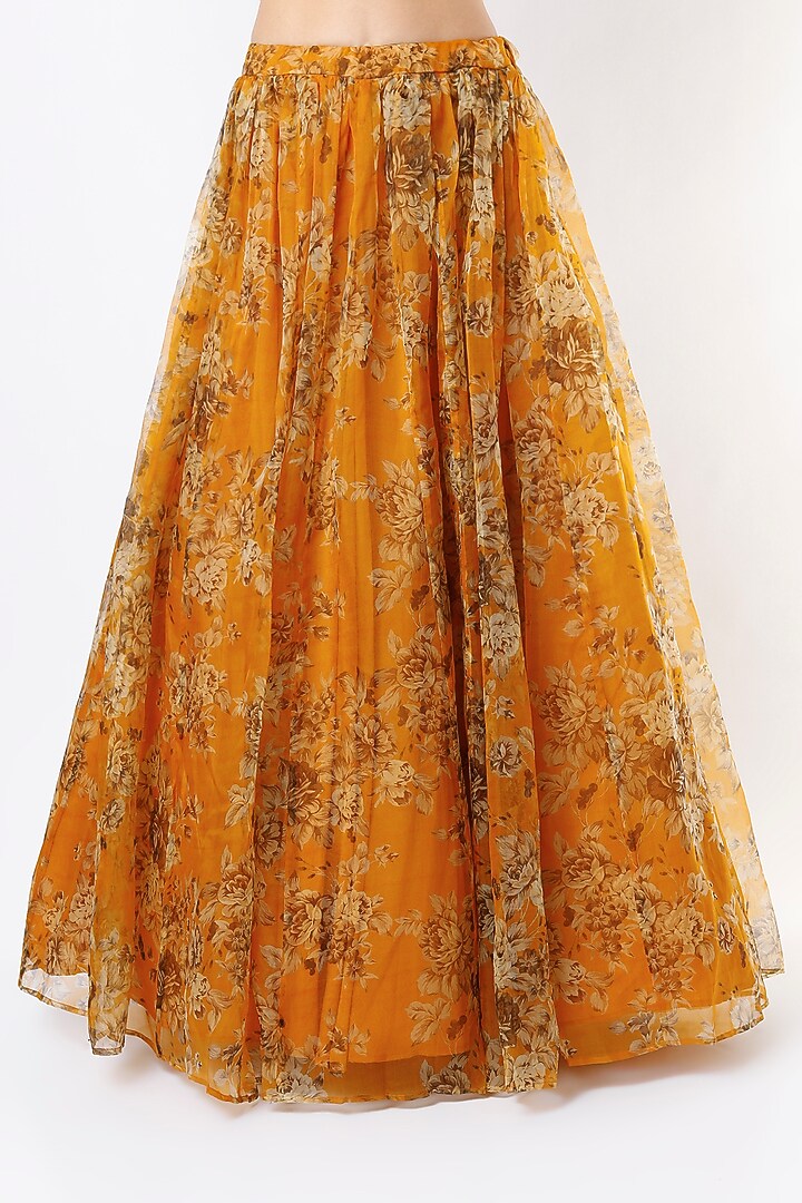 German Mustard Floral Printed Wedding Sharara Set by Astha Narang at Pernia's Pop Up Shop